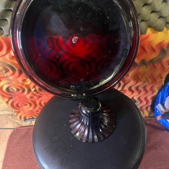 CHUI 12 Inch Red Glass Cake Stand, Pedestal Plate, Vintage  Red glass stem ruby large cake stand pedestal plate 12”